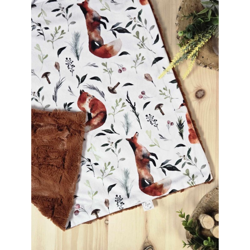Fox - Made to order - Blanket - Plain fur to be chosen upon reception of the printed fabric